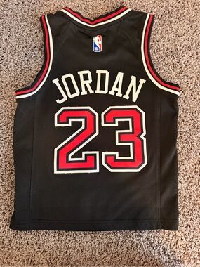 NBA Michael Jordan Black Red and White Basketball Jersey - #23
